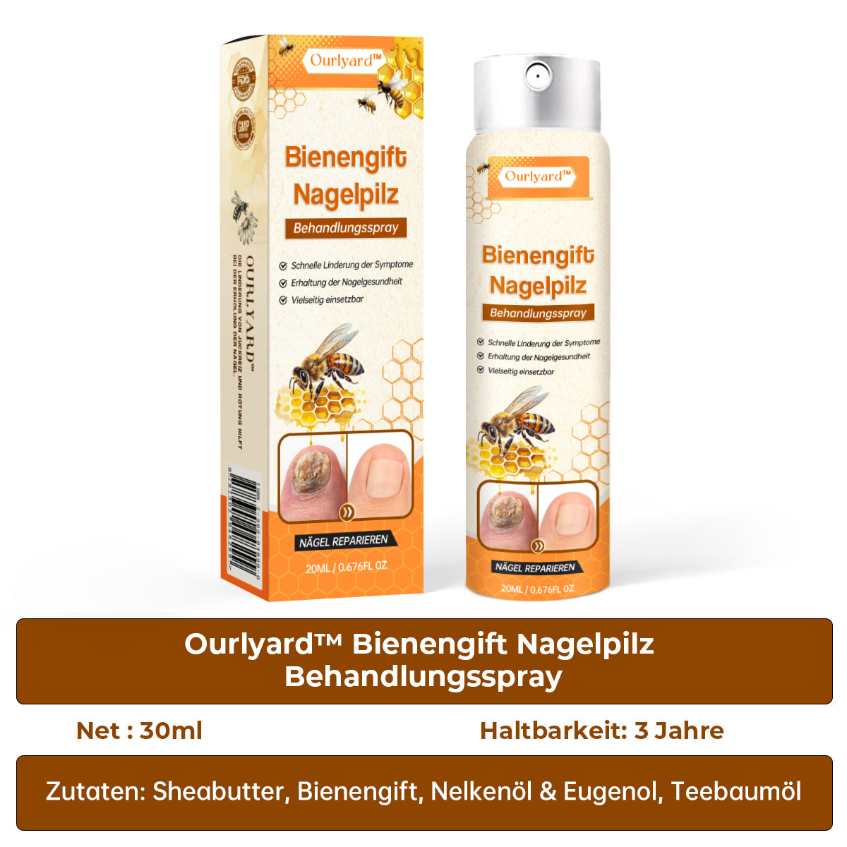 🔥Ourlyard™ Bienengift Nagelpilz Behandlungsspray Pro