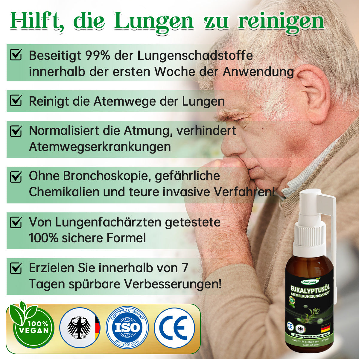 👨‍⚕️Ourlyard™ Eukalyptusöl Atemberuhigungsspray (💝 Vom Lungenfacharzt empfohlen 💝)