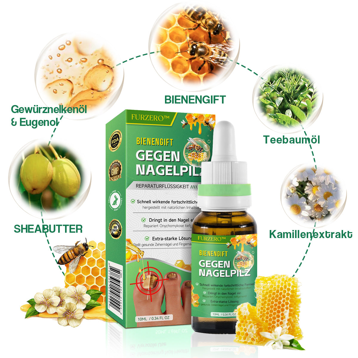 🐝🐝Furzero™ Bienengift Nagelpilz Behandlungslösung:Vollständige Wiederherstellung der Nagelgesundheit👩🏻‍⚕️🌟